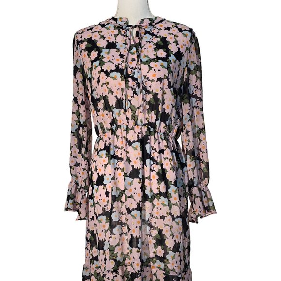 J. Crew Mercantile Sheer Pink Floral-on-Navy Dress - Picture 7 of 10